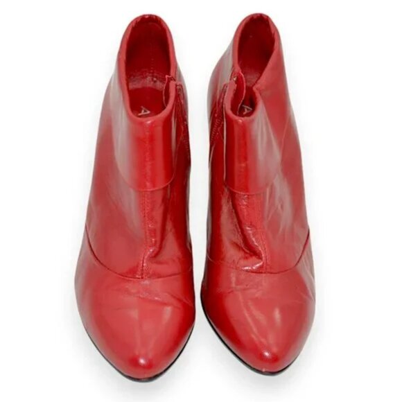 Aldo Fire Red Leather Classic Cone Heels Low Ankle Booties Shooties 39 8.5 - Picture 4 of 9